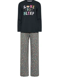 M&Co Blue Love To Sleep Long Sleeve Wide Leg PJ Set