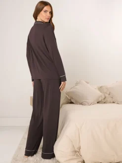 M&Co Brown Long Sleeve Pyjamas Set