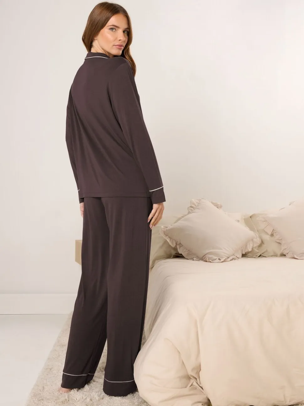 M&Co Brown Long Sleeve Pyjamas Set