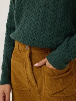 M&Co Brown Petite Cord A-Line Skirt
