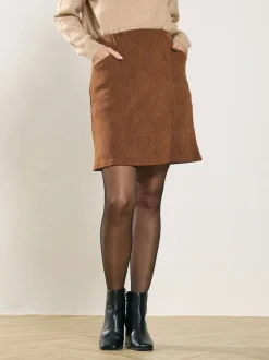M&Co Brown Pocket Cord Skirt