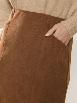 M&Co Brown Pocket Cord Skirt