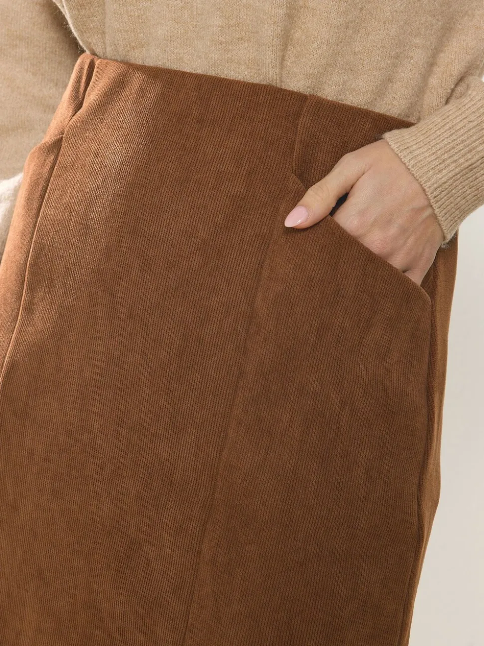 M&Co Brown Pocket Cord Skirt