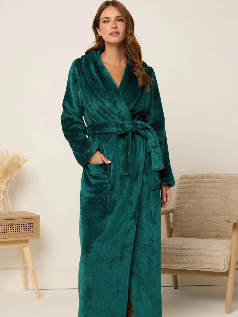 M&Co Green Super Luxe Shawl Maxi Robe