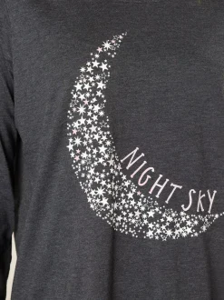 M&Co Grey Night Sky Long Sleeve Wide Leg Pyjamas Set