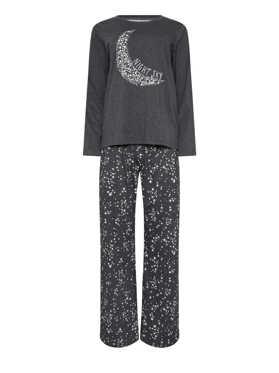M&Co Grey Night Sky Long Sleeve Wide Leg Pyjamas Set