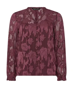 M&Co Purple Jacquard V-Neck Blouse