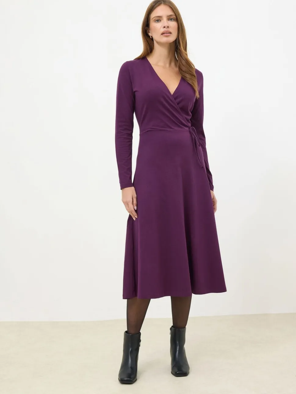 M&Co Purple Long Sleeve Wrap Dress