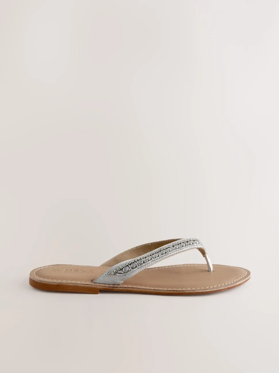 Metallic Standard/Wide Fit Beaded Toe Thong Sandals