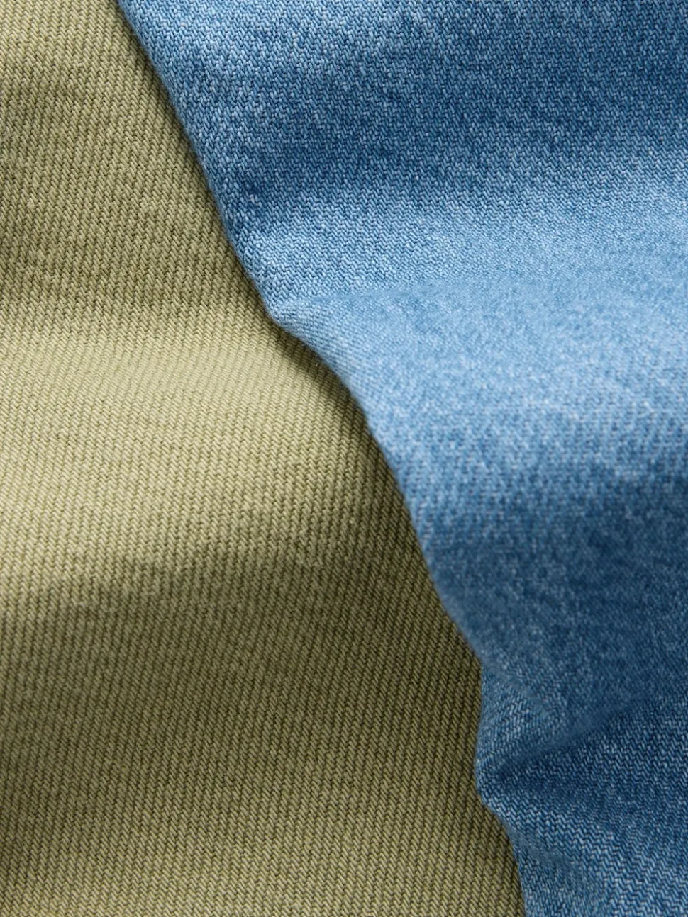 Mid Blue and Khaki Green Oversized Denim Shirts 2 Pack
