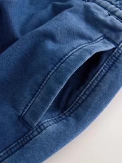 Mid Blue Barrel Leg Denim Jersey Trousers