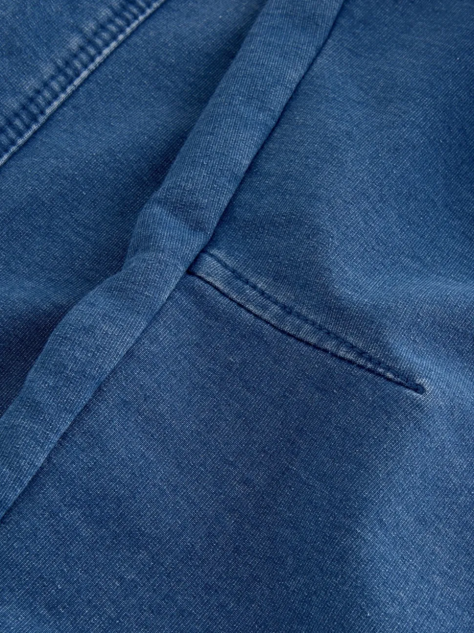 Mid Blue Barrel Leg Denim Jersey Trousers
