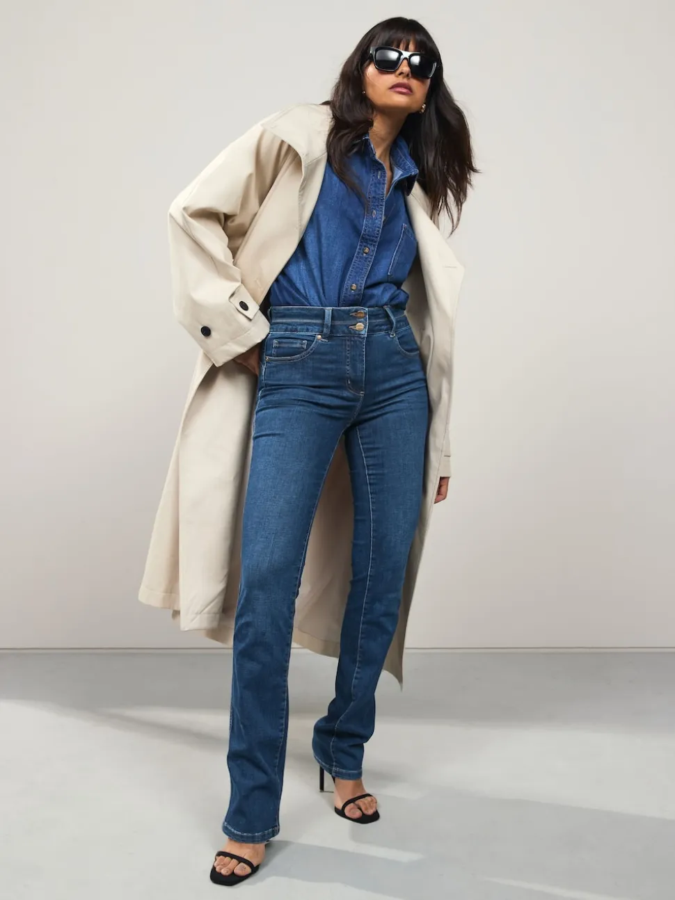 Mid Blue Denim Lift, Slim And Shape Bootcut Jeans