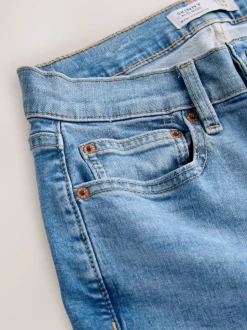 Mid Blue Denim Mid Rise Stretch Skinny Jeans