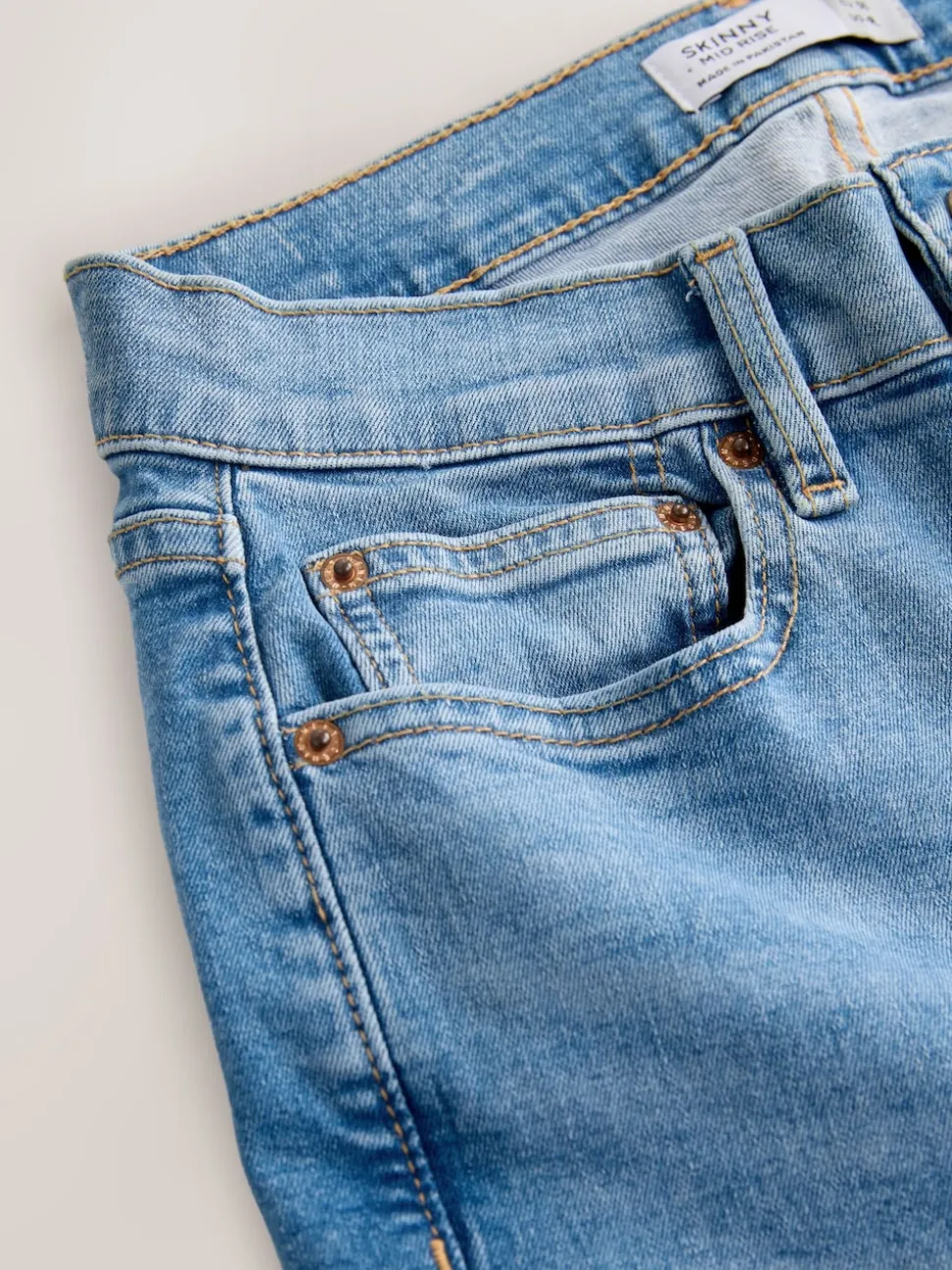 Mid Blue Denim Mid Rise Stretch Skinny Jeans