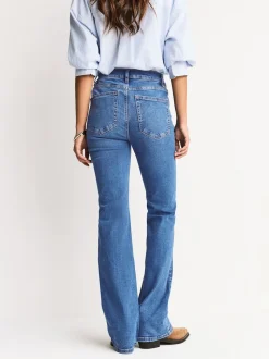Mid Blue Denim Mid Rise Stretch Bootcut Jeans