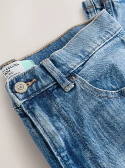 Mid Blue Denim Mom Comfort Stretch Column Jeans