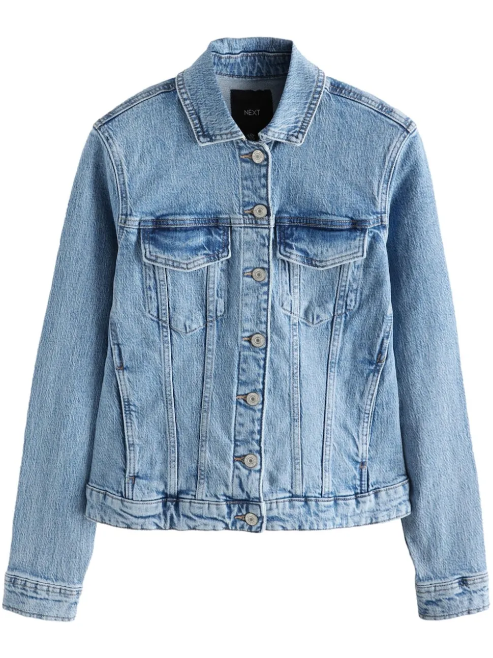 Mid Blue Fitted Denim Jacket