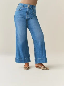 Mid Blue High Rise Stretch Wide Leg Hourglass Jeans