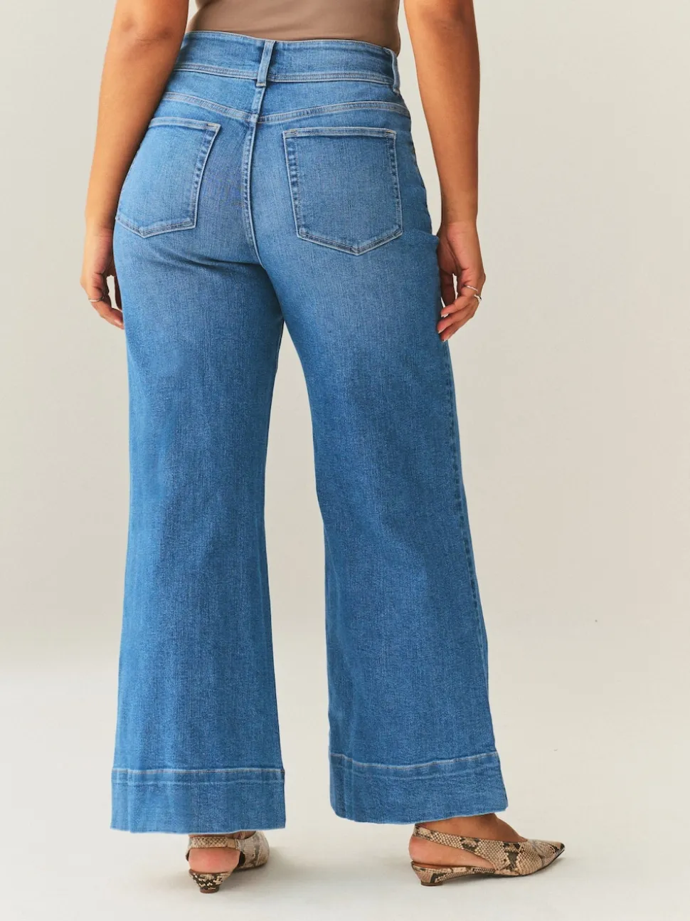 Mid Blue High Rise Stretch Wide Leg Hourglass Jeans