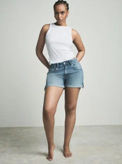 Mid Blue Hourglass Denim Boy Shorts
