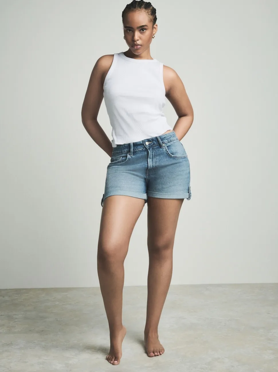Mid Blue Hourglass Denim Boy Shorts