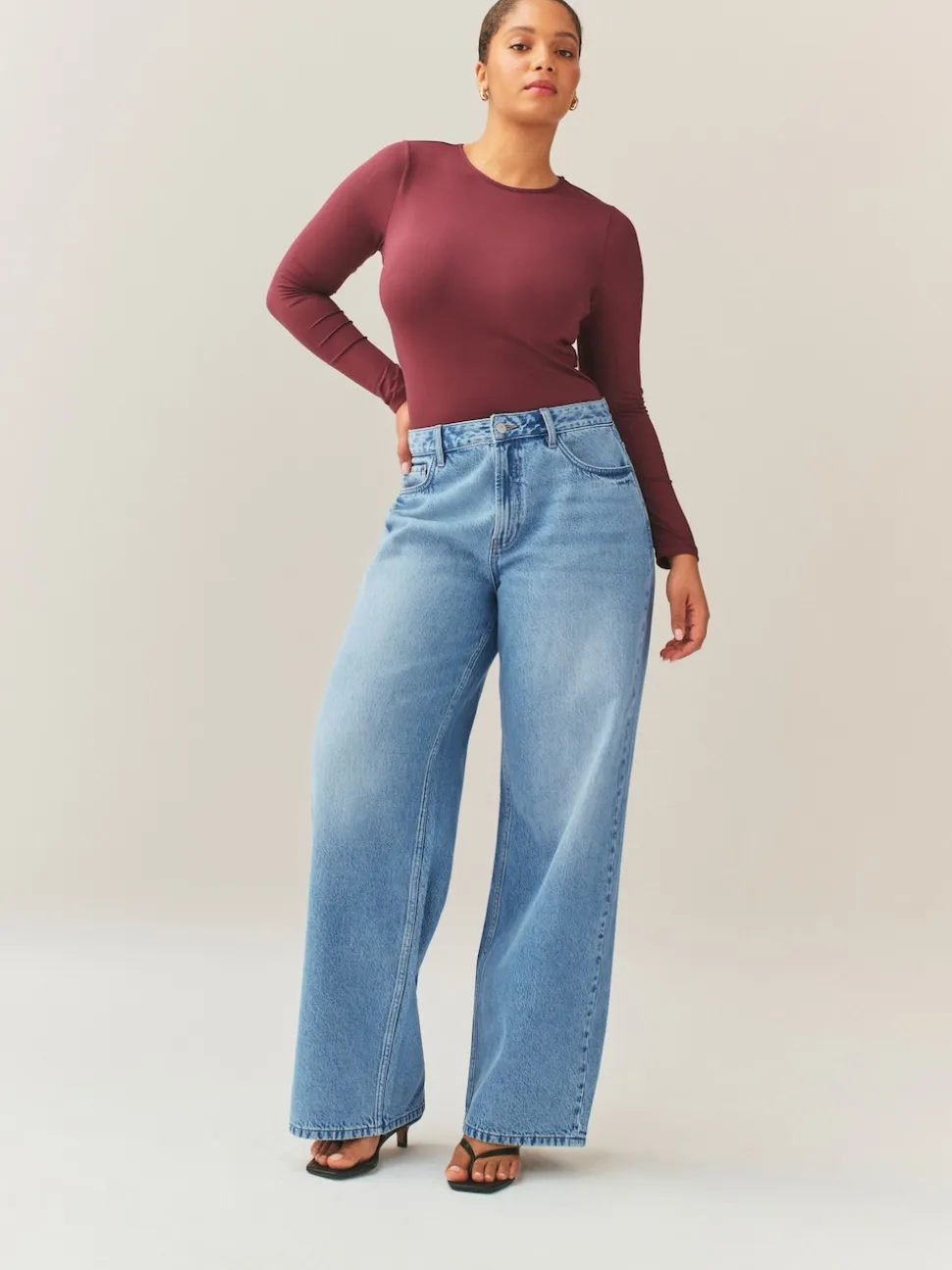 Mid Blue Hourglass Wide Leg Jeans