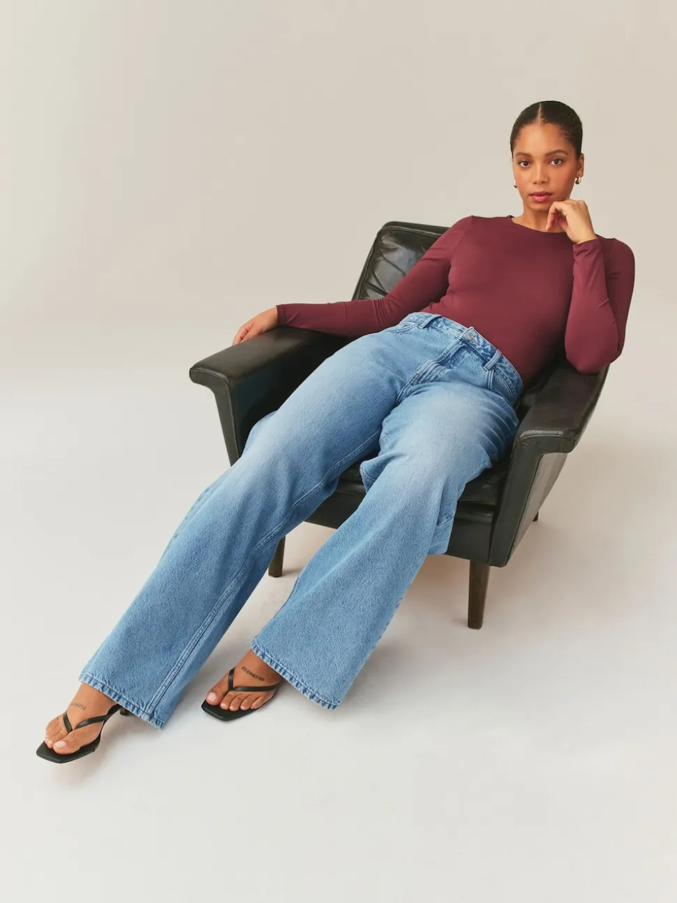 Mid Blue Hourglass Wide Leg Jeans