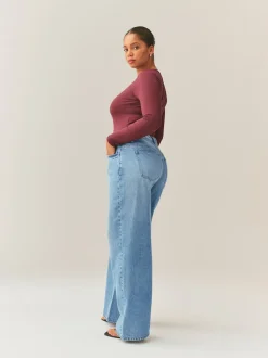 Mid Blue Hourglass Wide Leg Jeans