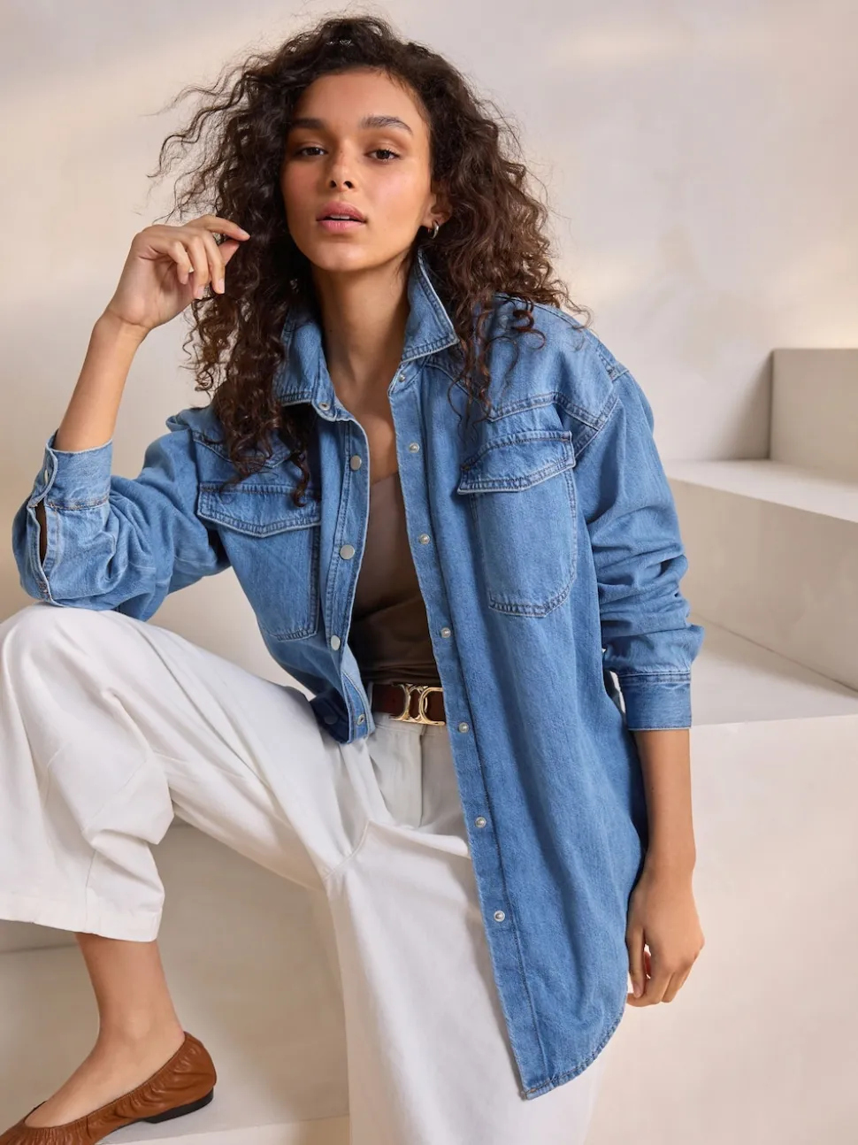 Mid Blue Oversize Denim Shirt