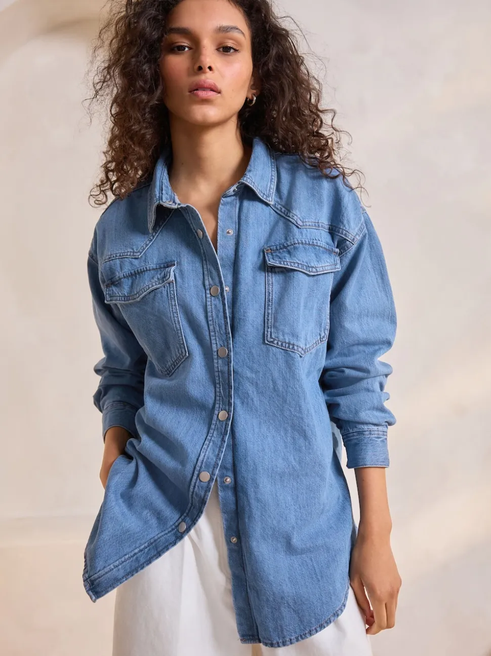 Mid Blue Oversize Denim Shirt