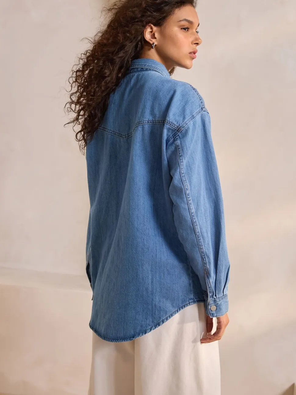 Mid Blue Oversize Denim Shirt