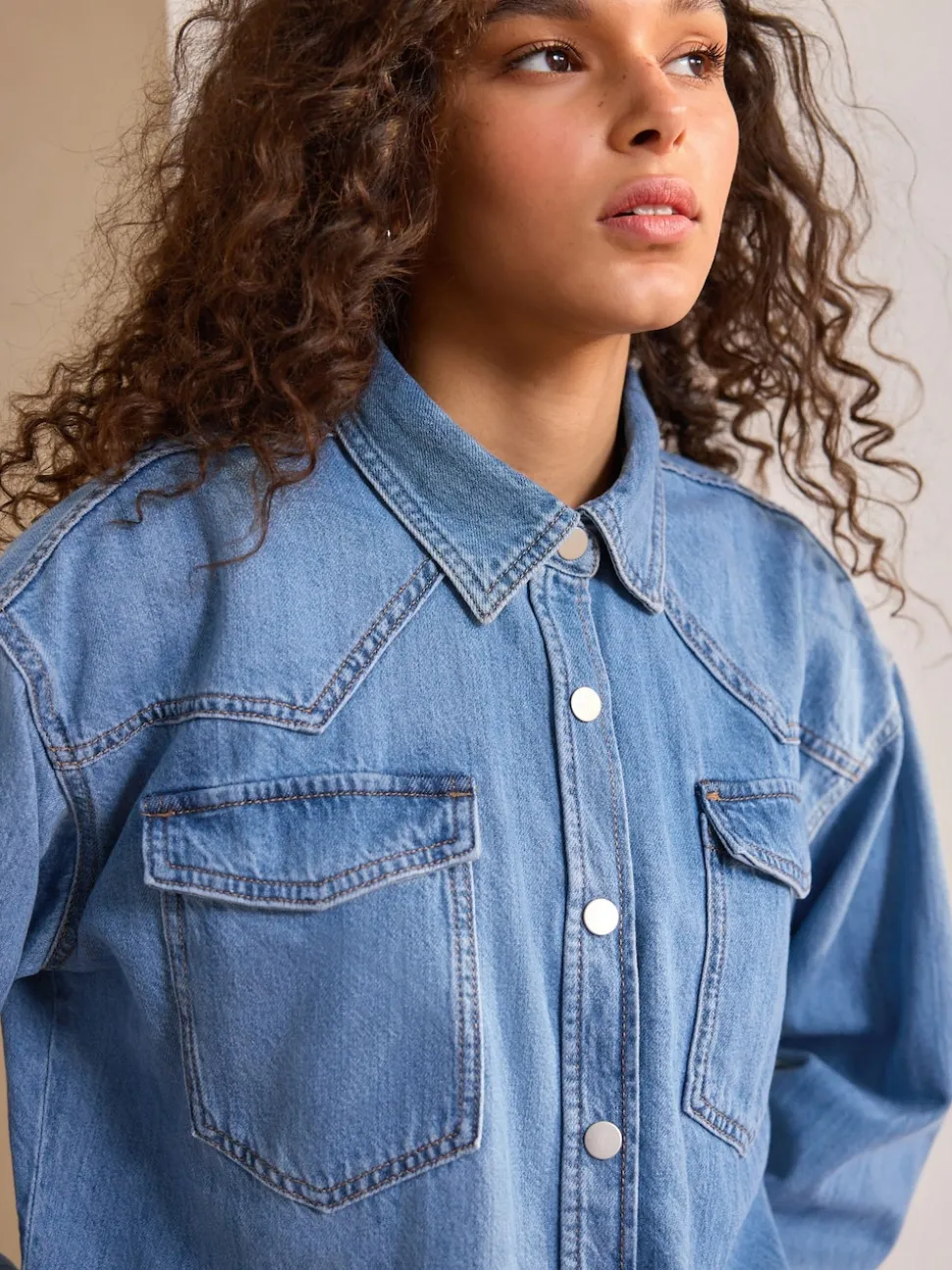 Mid Blue Oversize Denim Shirt