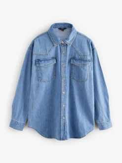 Mid Blue Oversize Denim Shirt