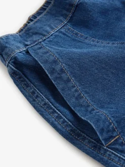 Mid Blue Utility Lightweight 100% Cotton Denim Shorts