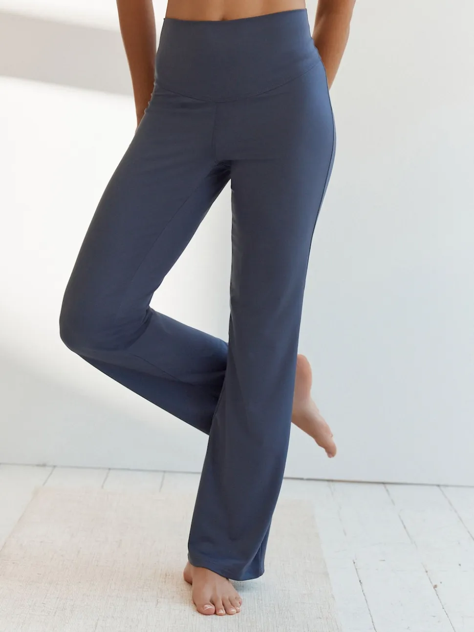 Midnight Blue Supersoft Dry Tech Flared Yoga Sports Leggings