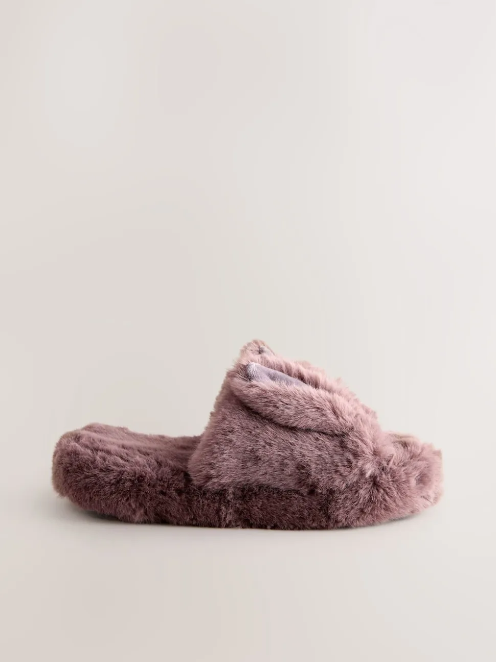 Mink Brown Bunny Faux Fur Slider Slippers