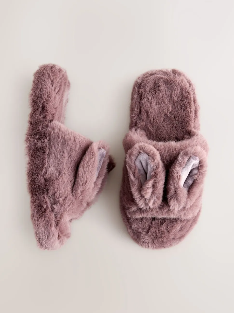 Mink Brown Bunny Faux Fur Slider Slippers
