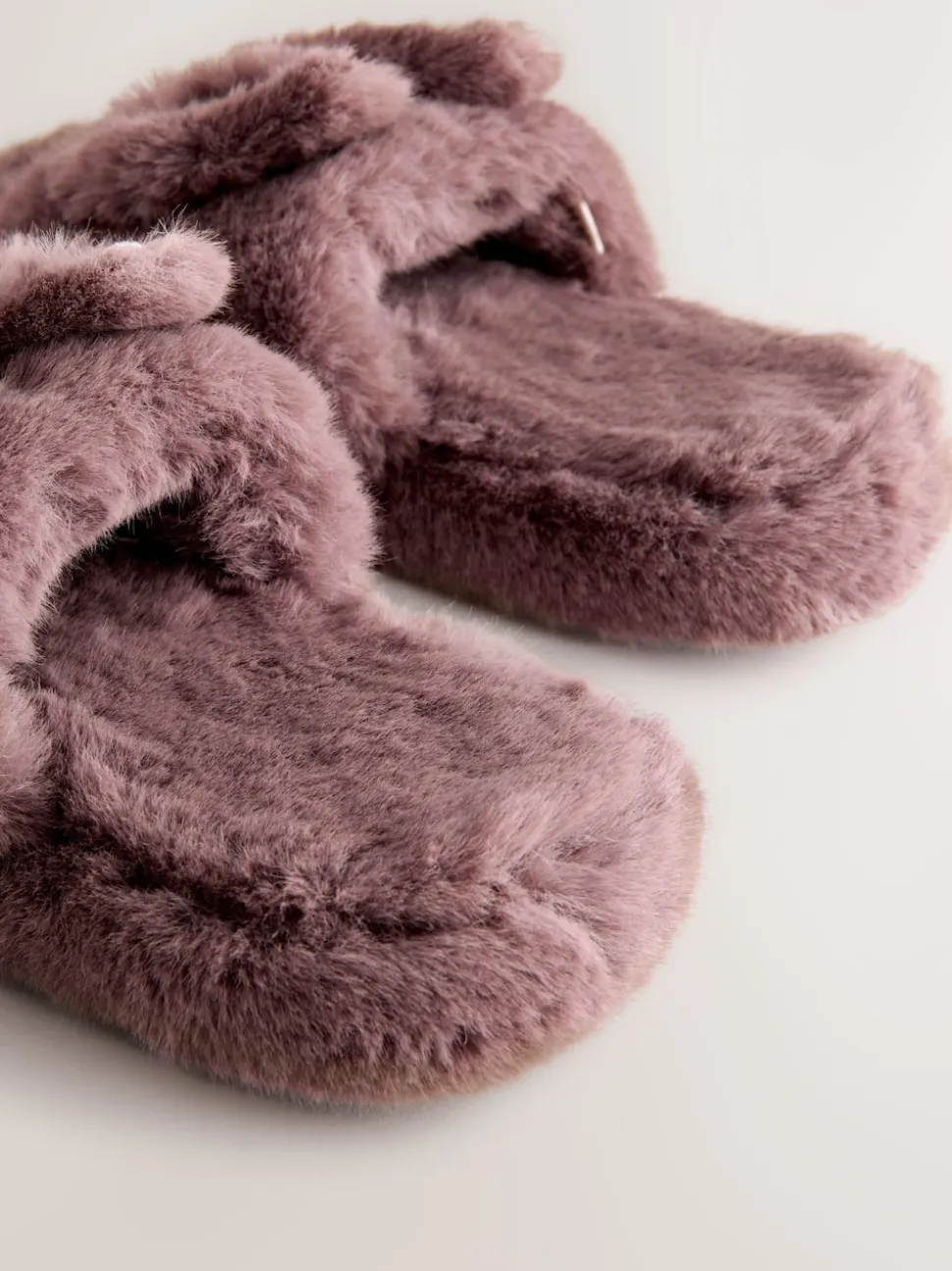 Mink Brown Bunny Faux Fur Slider Slippers