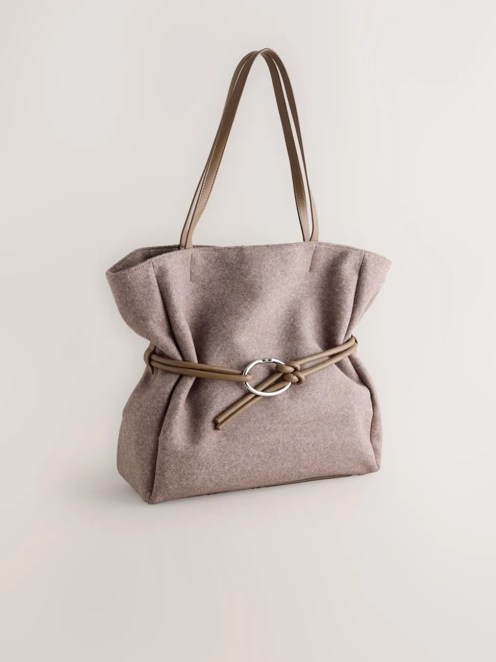 Mink Brown Felt Belted Shoulder Bag