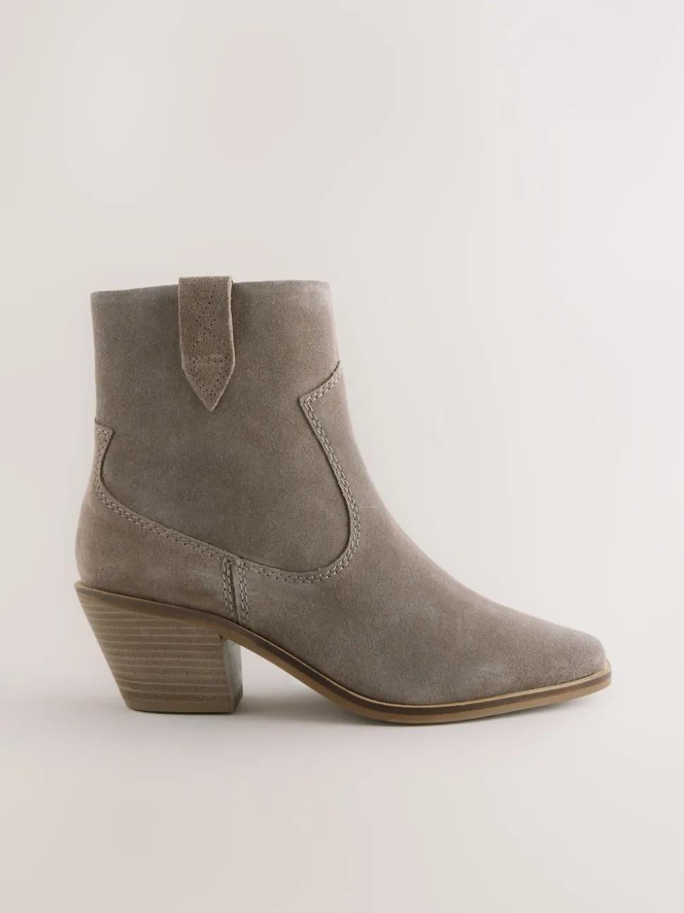 Mink Brown Standard/Wide Fit Cowboy Block Heel Ankle Boots