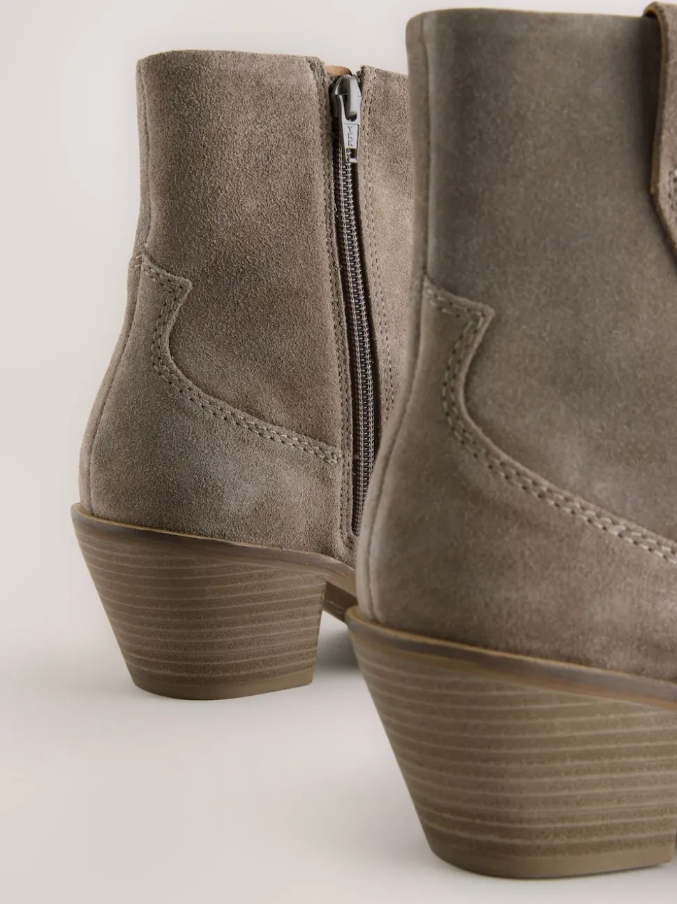 Mink Brown Standard/Wide Fit Cowboy Block Heel Ankle Boots