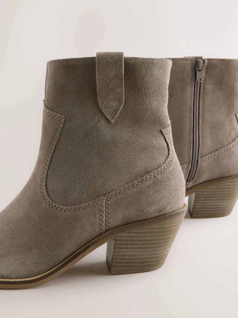 Mink Brown Standard/Wide Fit Cowboy Block Heel Ankle Boots