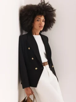 Mint Velvet Black Double Breasted Blazer