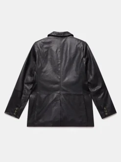 Mint Velvet Black Leather Single Breasted Blazer