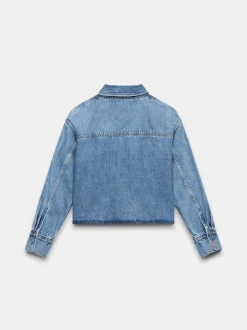 Mint Velvet Blue 100% Cotton Cropped Denim Shirt