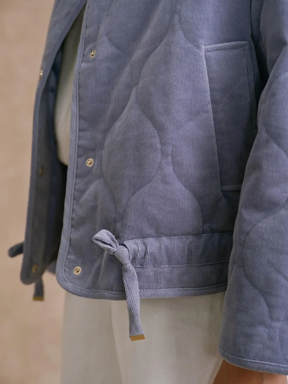 Mint Velvet Blue Cotton Blend Corduroy Quilted Jacket