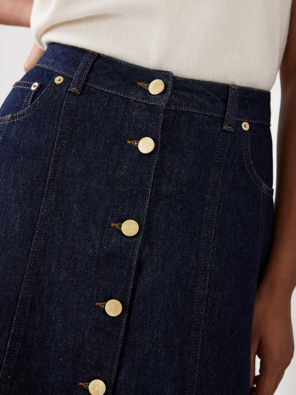Mint Velvet Blue Denim Midi Skirt