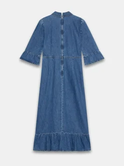 Mint Velvet Blue Indigo Denim Midi Shirt Dress