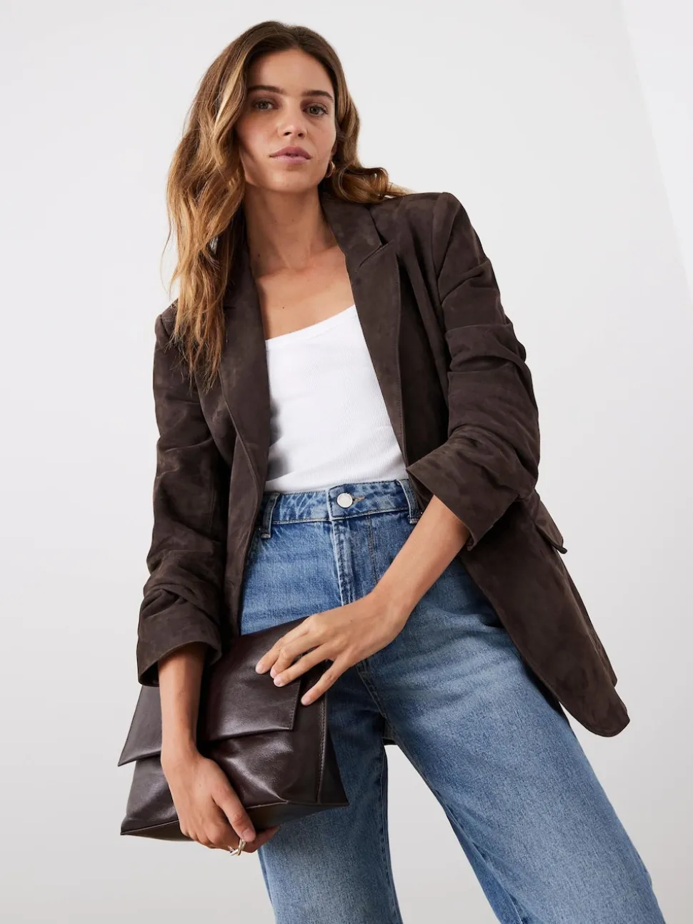 Mint Velvet Brown Suede Blazer